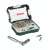 Bosch 2607017322 bit set with ratchet, 32 pieces, open case, close-up