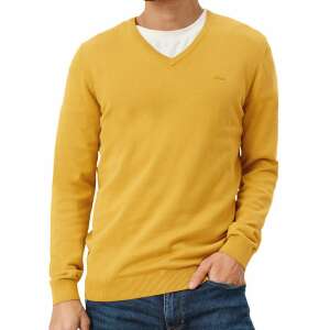 S.Oliver Férfi V-nyakú Pamut Pulóver - XL - Mustársárga 85984535 - S.Oliver