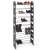 Black metal and plastic shoe rack with shoes on it, holds up to 30 pairs of shoes