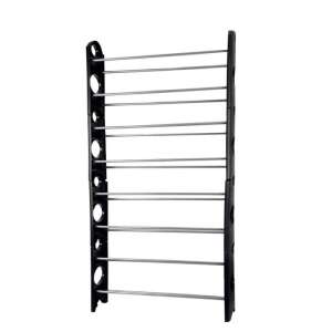 Black metal and plastic shoe rack, holds up to 30 pairs of shoes - Shoe Storage