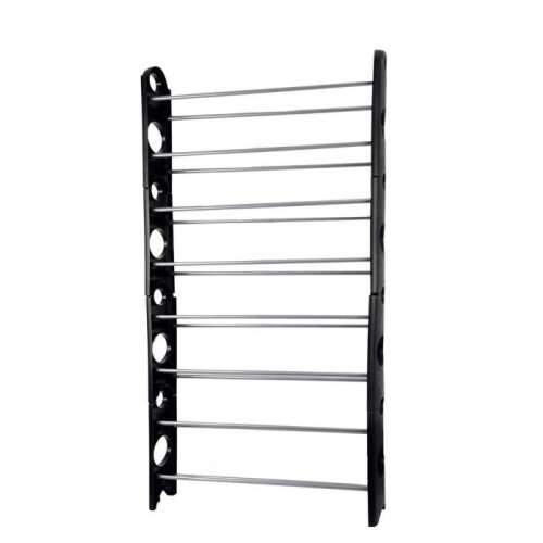Black metal and plastic shoe rack, holds up to 30 pairs of shoes
