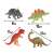 Buki Dino Mega Egg Excavation Kit, 4 assembled dinosaur figures, Triceratops, Stegosaurus, Tyrannosaurus Rex, Brachiosaurus, with size information