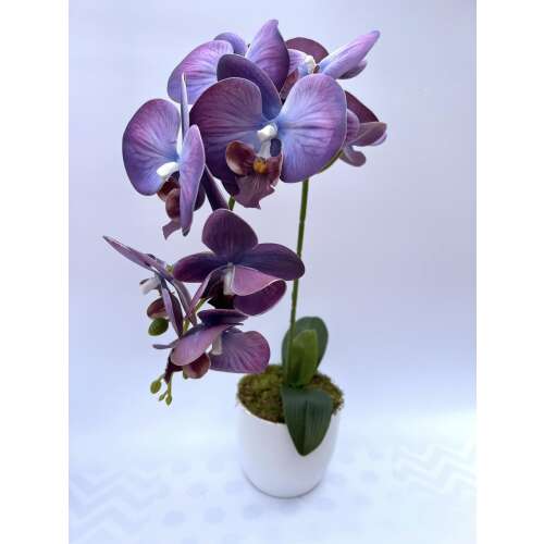 Lila színű orchidea dekor 1 szálas kerámia kaspóban
