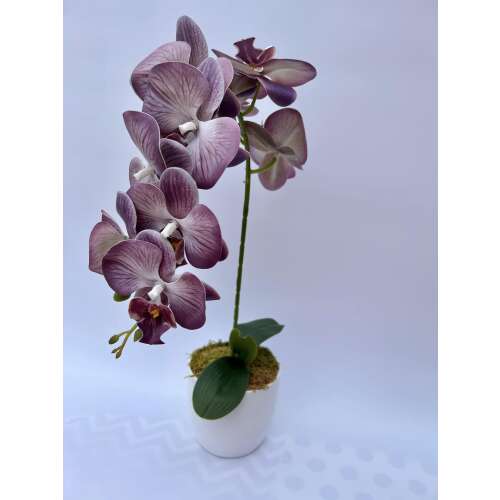 Halvány lila színű orchidea dekor 1 szálas kerámia kaspóban  48391699