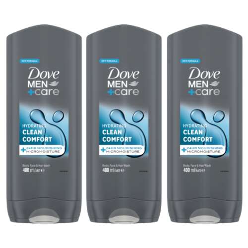 Dove Men+Care Clean Comfort body and face wash, 3 pack, 400ml each