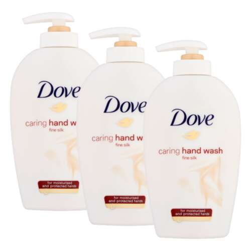Dove Caring Hand Wash Fine Silk, pachet de 3, 250ml fiecare, săpun lichid hidratant pentru mâini