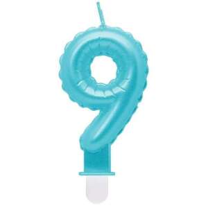 Jasnoniebieska świeczka urodzinowa z numerem 9 - Świeczka urodzinowa i ozdoba tortu
