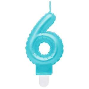 Jasnoniebieska świeczka urodzinowa z numerem 6 - Świeczka urodzinowa i ozdoba tortu