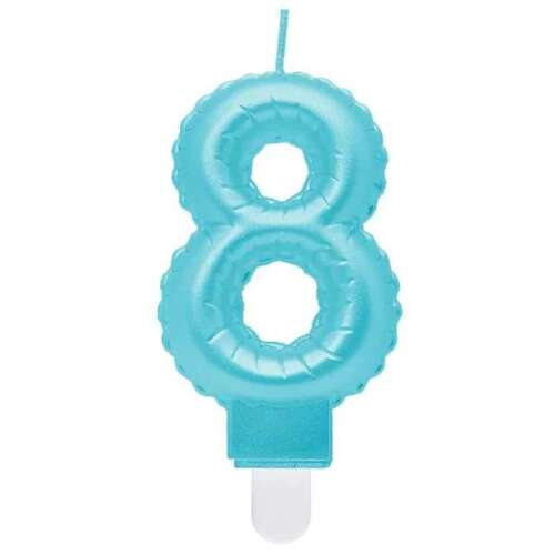 Светло синя свещ за рожден ден номер 8