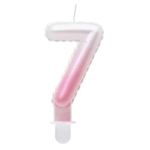 Weiße und rosa Nummer 7 Geburtstagskerze