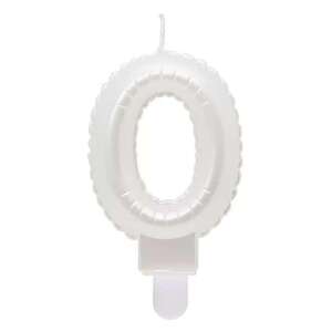 Biała świeczka urodzinowa numer 0, Godan - Świeczka urodzinowa i ozdoba tortu