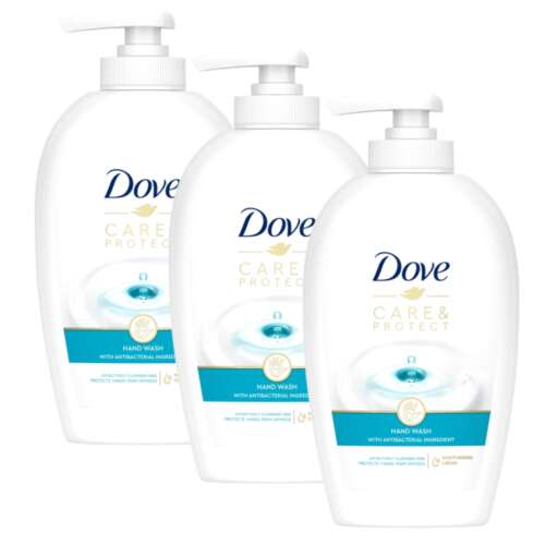 Dove Protect&Care Liquid Cream Soap cu ingrediente antibacteriene 3x250ml