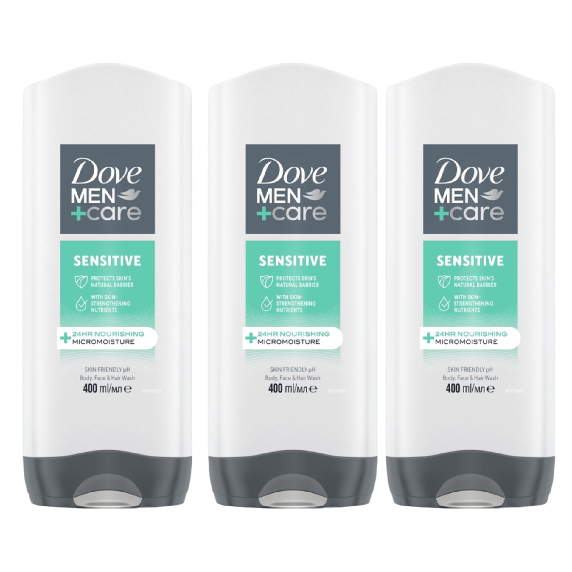 E-shop Dove Men+Care Sensitive sprchový gél 3x400ml