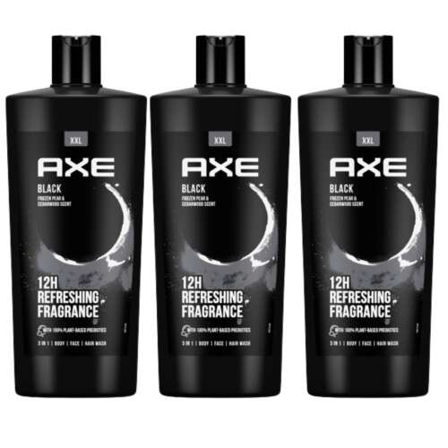 Axe Black Duschgel, 3 in 1, gefrorener Birne und Zedernholz Duft, 700ml, 3er Pack