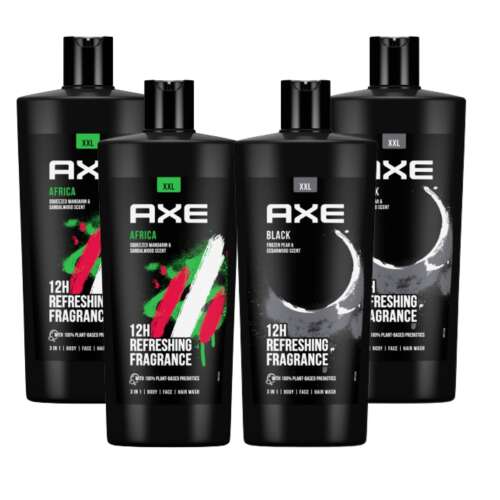 Axe Men's Shower Bath Afrika und Schwarz 4x700ml