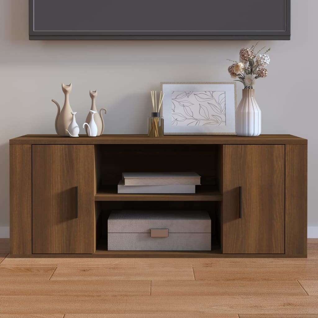 vidaXL barna tölgyszínű szerelt fa TV-szekrény 100 x 35 x 40 cm