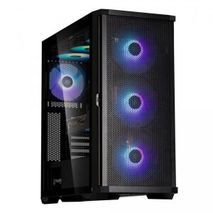 Изглед под ъгъл на Zalman Z10 PLUS Черна Midi Tower PC кутия с ARGB вентилатори - Zalman