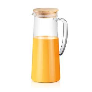 ONLINE 1.0 L Glass Pitcher with Bamboo Lid, serving juice - Serving