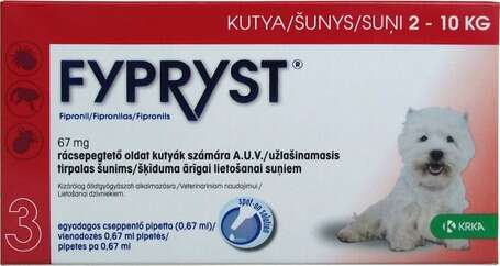 Fypryst rácsepegtető oldat kutyáknak (Közeli lejárat) (2-10 kg; 0,67 ml; 1 pipetta)