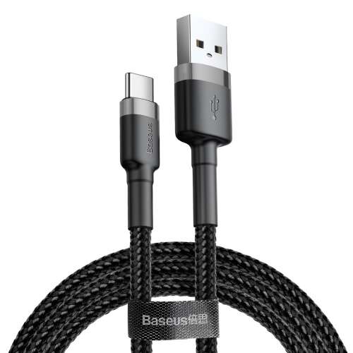 Baseus Cafule Kabel langlebiges Nylonkabel USB/USB-C QC3.0 3A 1M schwarz-grau (CATKLF-BG1)