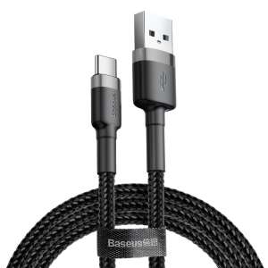 Cablu Baseus Cafule USB-C la USB, negru și gri, 1 metru, 3A încărcare rapidă - Baseus Cabluri USB