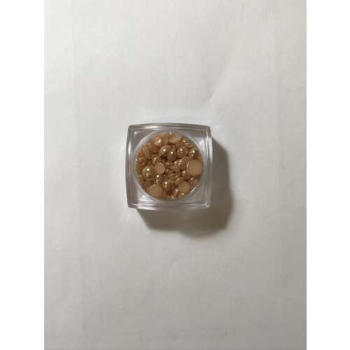 Világos barack színű kerámia félgyöngyök, 3g-os tégelyben, köröm díszítéshez