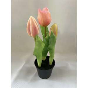 Real Touch tulipán cserepes 3 szálas-RÓZSASZÍN 48463453 