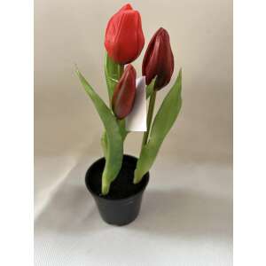 Real Touch cserepes tulipán 3 szálas -PIROS   48463744 