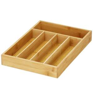 Bamboo cutlery holder, 25x35x5 cm, 5 compartment drawer organizer