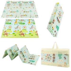 Mata piankowa Springos dla niemowląt, 146x195 cm, dwustronna, wielokolorowa