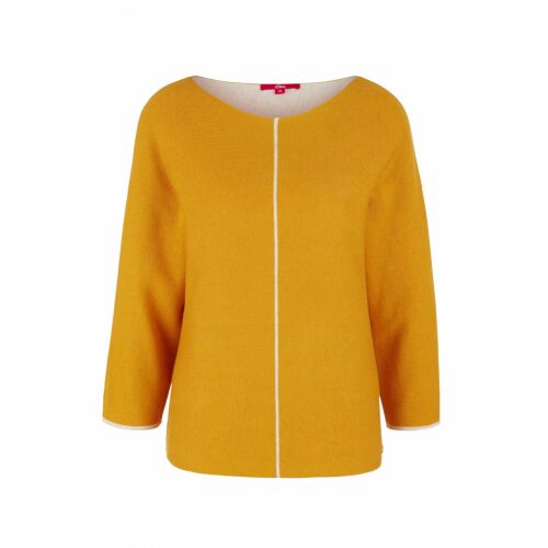s.Oliver yellow three-quarter sleeve sweater on a white background
