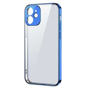 Joyroom New Beauty Series clear phone case with blue metal frame for iPhone 12 Pro - Phone Case
