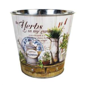 Metallischer Pflanztopf mit Kräutergarten-Design, perfekt für den Innen- oder Außenbereich - Übertöpfe