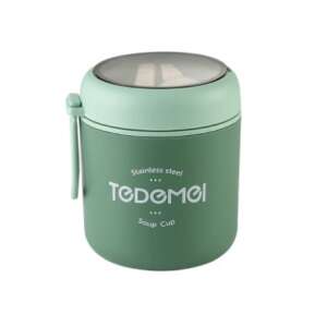 Tedemei rozsdamentes acél leveses csésze fogantyúval, zöld ételtermosz meleg és hideg ételekhez - Étel & Ital hordozó