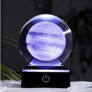 Glob de cristal 3D Saturn cu bază LED, Decor spațial, Lampă de noapte - Nonbrand Lămpi decorative