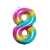 Rainbow number 8 foil balloon, 85 cm