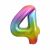 Rainbow Number 4 Foil Balloon - 85 cm
