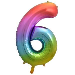 Rainbow foil balloon number 6, 85 cm, self-sealing, for birthday party decorations - Balloon