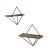 Set of 2 geometric wall shelves with wood and metal frame