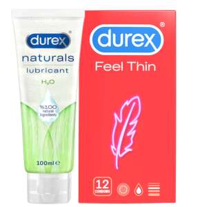 Pachet Durex Feel Thin prezervative și lubrifiant Naturals - Durex