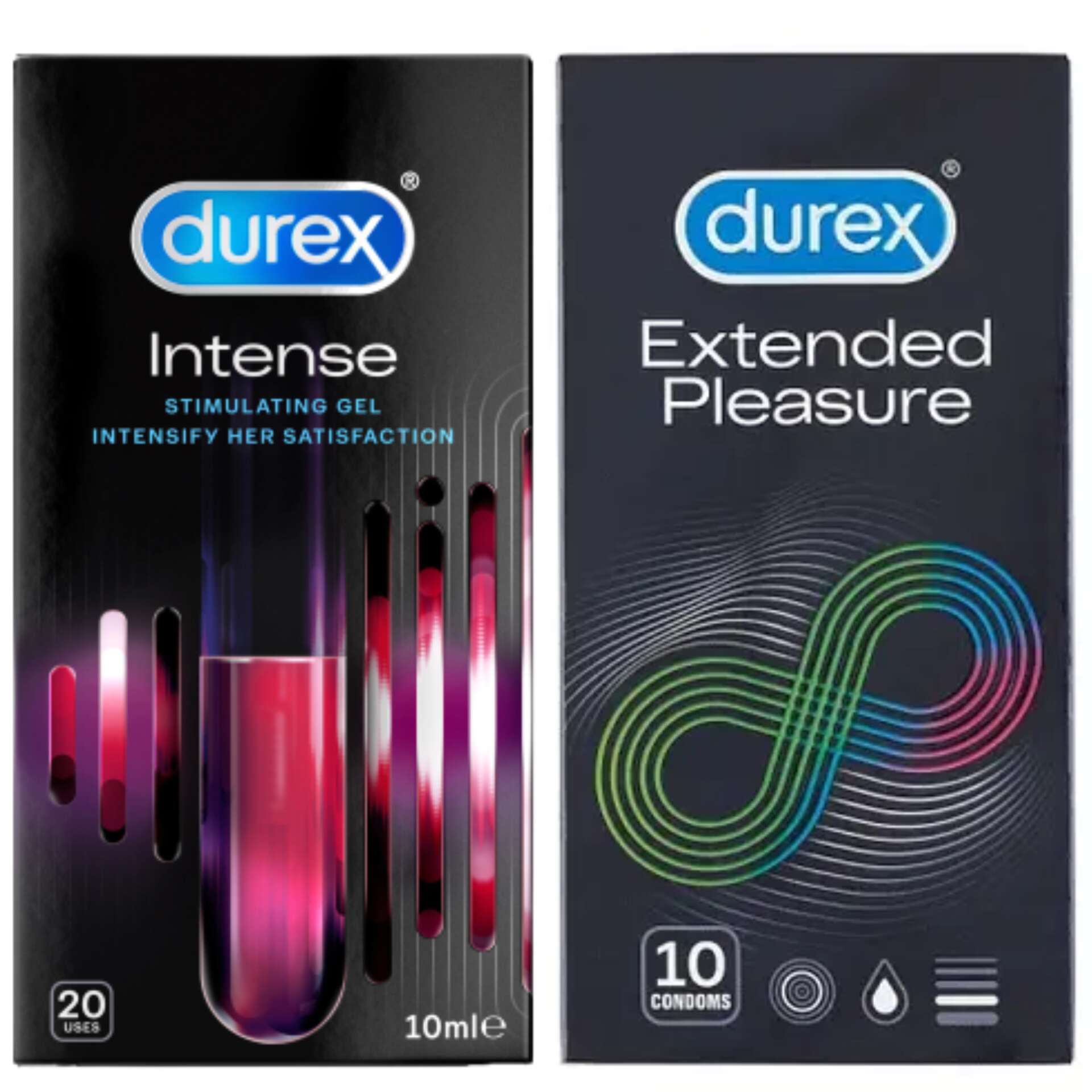 E-shop Durex Extended Pleasure Kondóm a Intense Orgazmický gél balenie