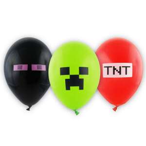 Minecraft TNT Balloons, 6 pack, 12 inch, green, black, red - Minecraft