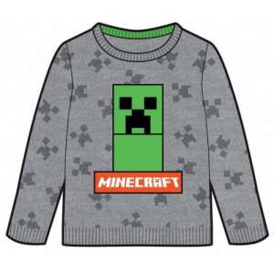Minecraft gyerek szürke kötött pulóver Creeper mintával - Minecraft