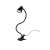 Black IZOXIS clip-on desk lamp with flexible arm and adjustable light, on a white background