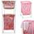 Pink flamingo laundry hamper with white metal frame, double-tiered, 40L capacity, shown from different angles
