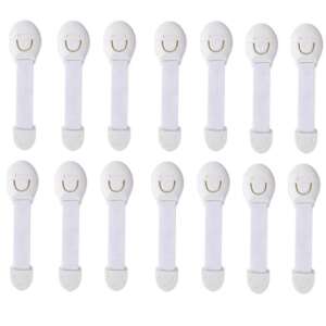 14 detských zámkov zámky chladničky, zámky skriniek, zámky zásuviek v bielej farbe