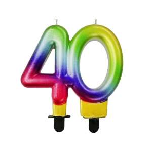 Regenbogen Zahl 40 Geburtstagskerze - Galaxy