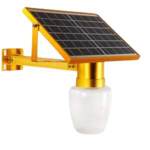 Napelemes utcai lámpa távirányítóval, arany színű, falra szerelhető, 6V 10W napelemmel - Nonbrand Napelemes lámpa