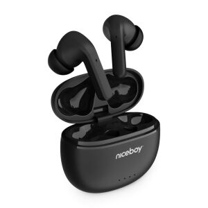 Niceboy HIVE Pins 3 ANC Black Wireless Earbuds with Charging Case - Headphone and Bluetooth Speaker
