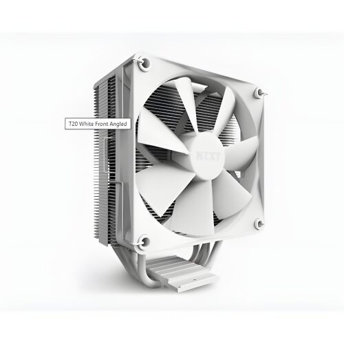 Angled View of NZXT T120 White CPU Air Cooler